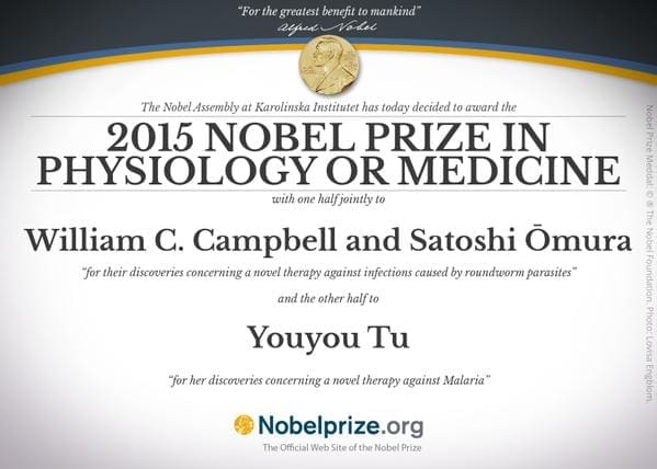 Un Irlandais, un Japonais et une Chinoise se partagent le prix Nobel 2015