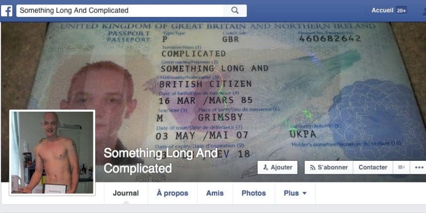 Facebook bloque le compte de  monsieur « Quelque chose de long et compliqué »