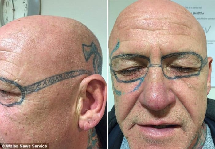 Ivre, un gallois se fait tatouer des lunettes « Ray-Ban » sur le visage
