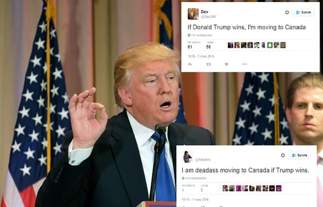 Depuis la victoire de Donald Trump au Super Tuesday, la recherche  »comment emménager au Canada » a augmenté de 350%