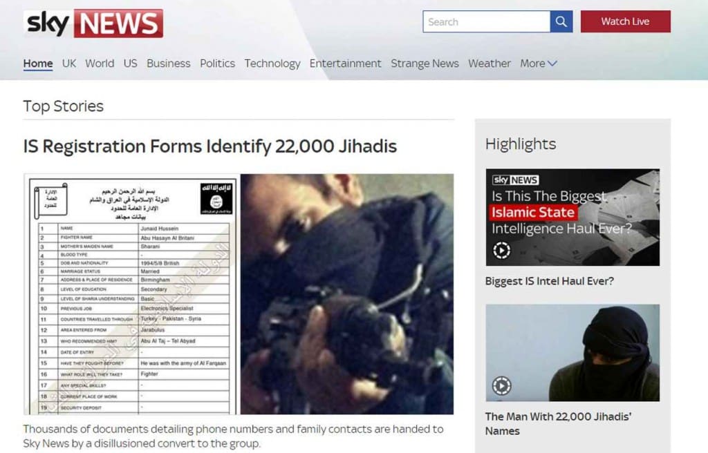 La liste des 22.000 membres de Daesh diffusée par Sky News est elle authentique?