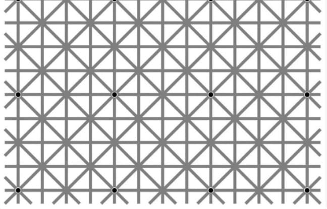 Illusion d’optique: Essayez de voir en même temps  les douze points noirs sur cette image
