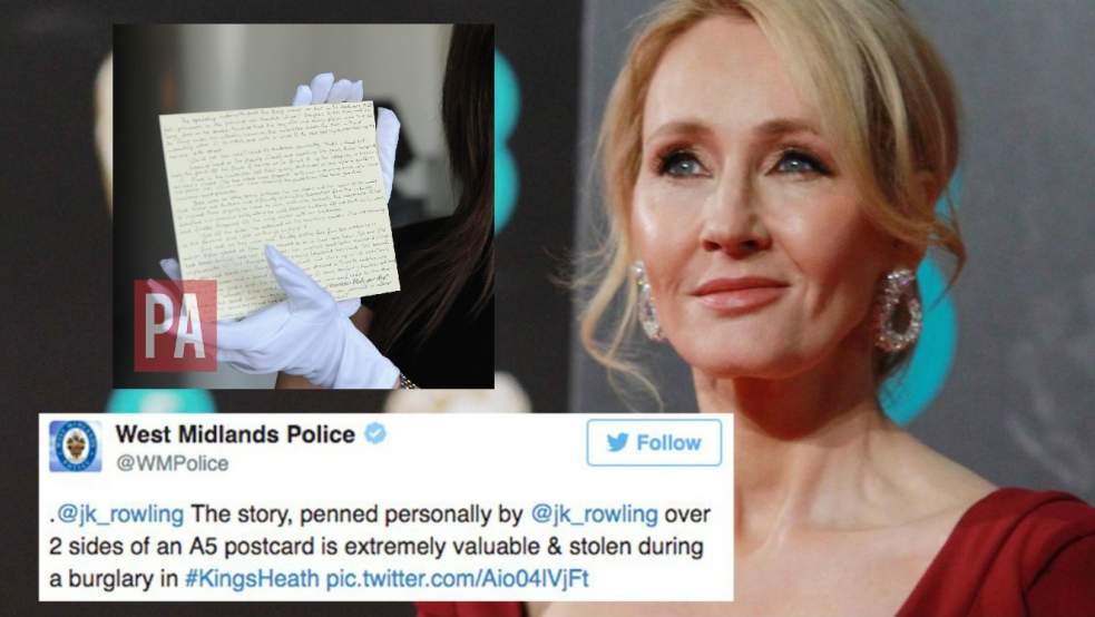Harry Potter: Un des manuscrits de JK Rowling volé chez un collectionneur