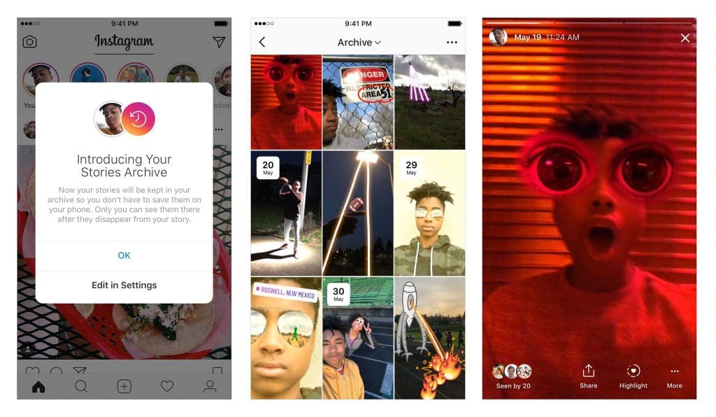 Les stories Instagram peuvent désormais être archivées