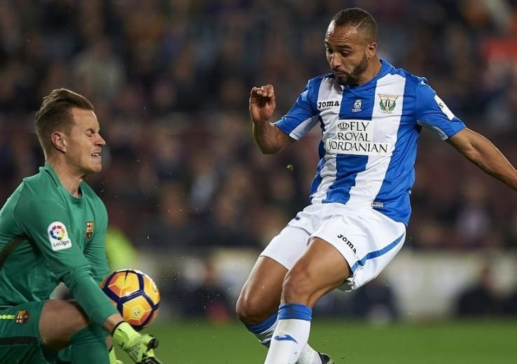Nabil Zhar auteur d’un but lors de la victoire du Leganés face au FC Barcelone