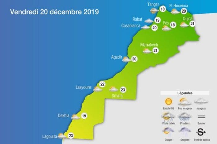 Météo du vendredi 20 décembre : vague de froid modérée et ciel nuageux