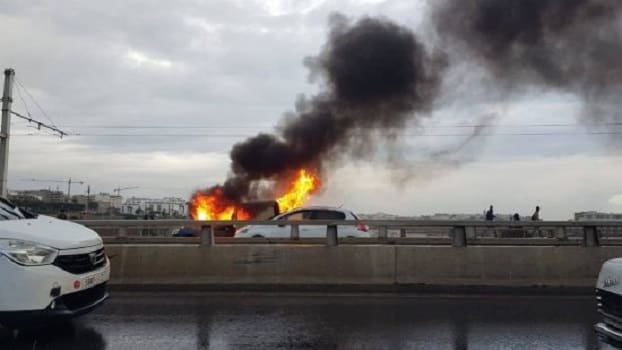 Rabat-Salé : une voiture prend feu sur le pont Hassan II
