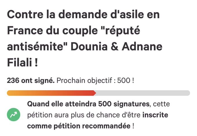 En France, une pétition réclame de reconduire le duo antisémite Filali hors du territoire